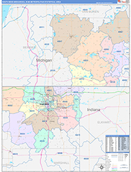 South Bend-Mishawaka Metro Area Wall Map Color Cast Style 2026